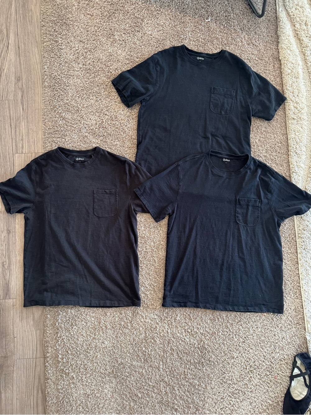 Three-Pack Men's Quince Black Organic Cotton Slub Pocket T-Shirts